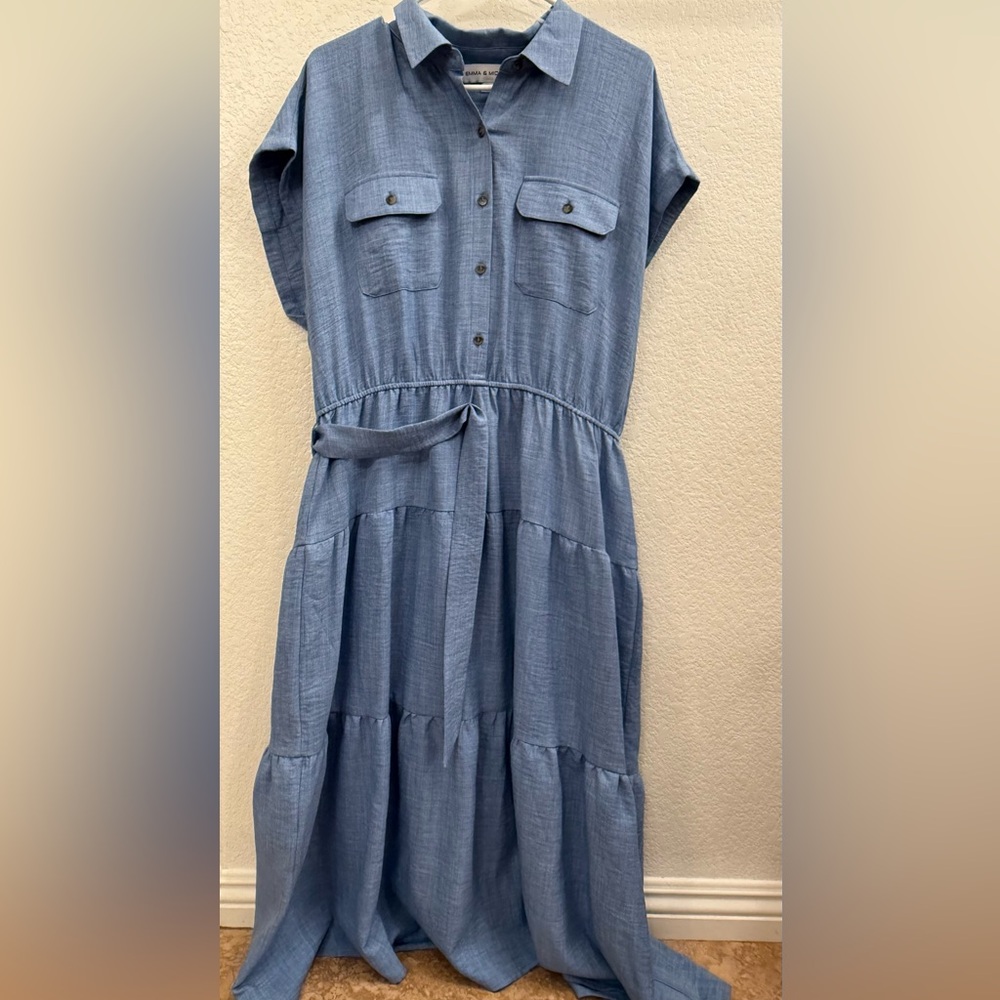 Emma & Michele Light Blue Midi Dress